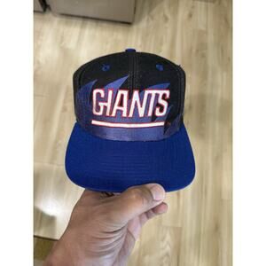 New York Giants Black Sharktooth Logo Athletic Vintage SnapBack Hat NFL